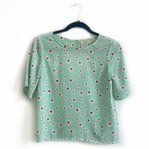 Nordstrom Teal Floral Peak-a-boo Back Tee